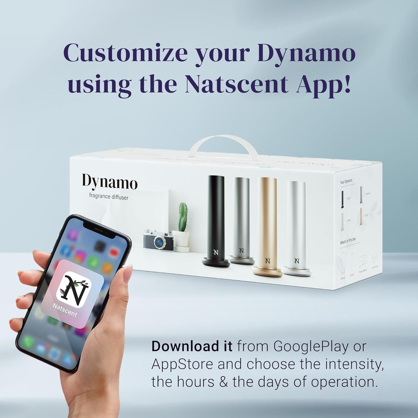 Dynamo Essential Oil Diffuser for Home with Fragrance Sample, App & Manual Control, Cold-Air Scent Diffusers for Home, Large Room, Hotel Scent Diffuser up to 1000sq.ft Black Aroma Diffusers