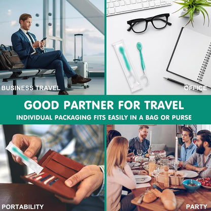 All in One Brush, Toothpaste and Floss, 5 in 1 Mini Toothbrush & Floss & Tongue Scraper & Toothpick Set, Portable Oral Care for Travel Work, Bulk Toothbrushes Individually (mix,2)