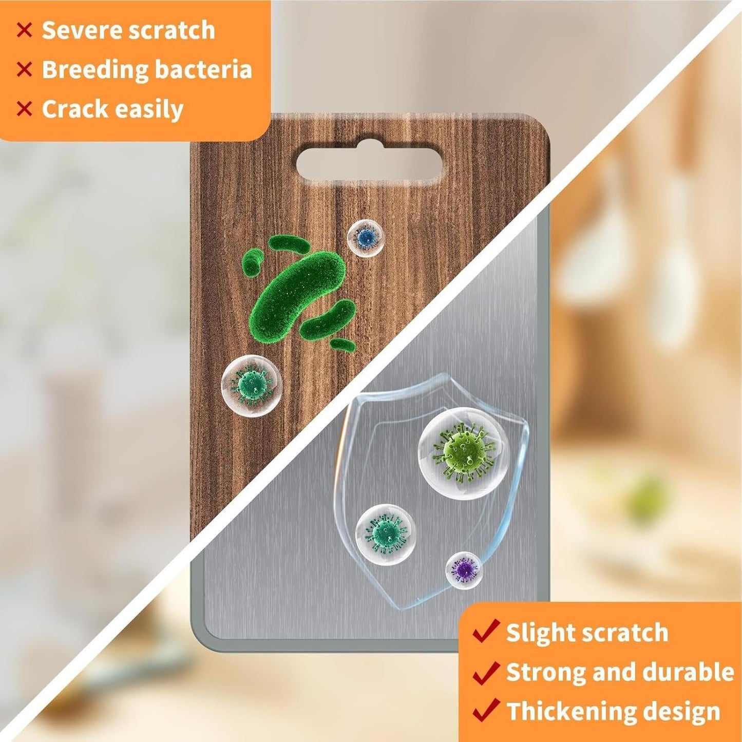 Stainless Steel Cutting Board - Chopping Board | Cutting Boards for Kitchen | Kitchen 2-Sided Cooking Chopping Board | Chicken Beef Tomato Oranges Handling Mat Housewife Solution for Dormitory, Picnic