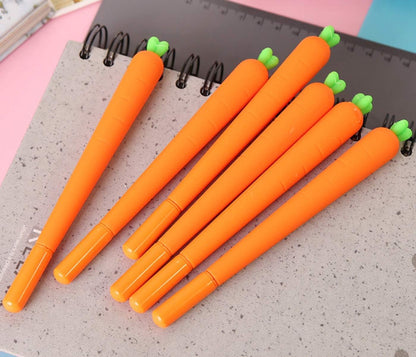 Halloluck 24 Pcs Carrot Gel Ink Pen Cute Silicone Roller Ball Pen for Office School Supplies, Kids Drawing Pen Gifts for School Student Office Kids Play Study Stationery Supplies