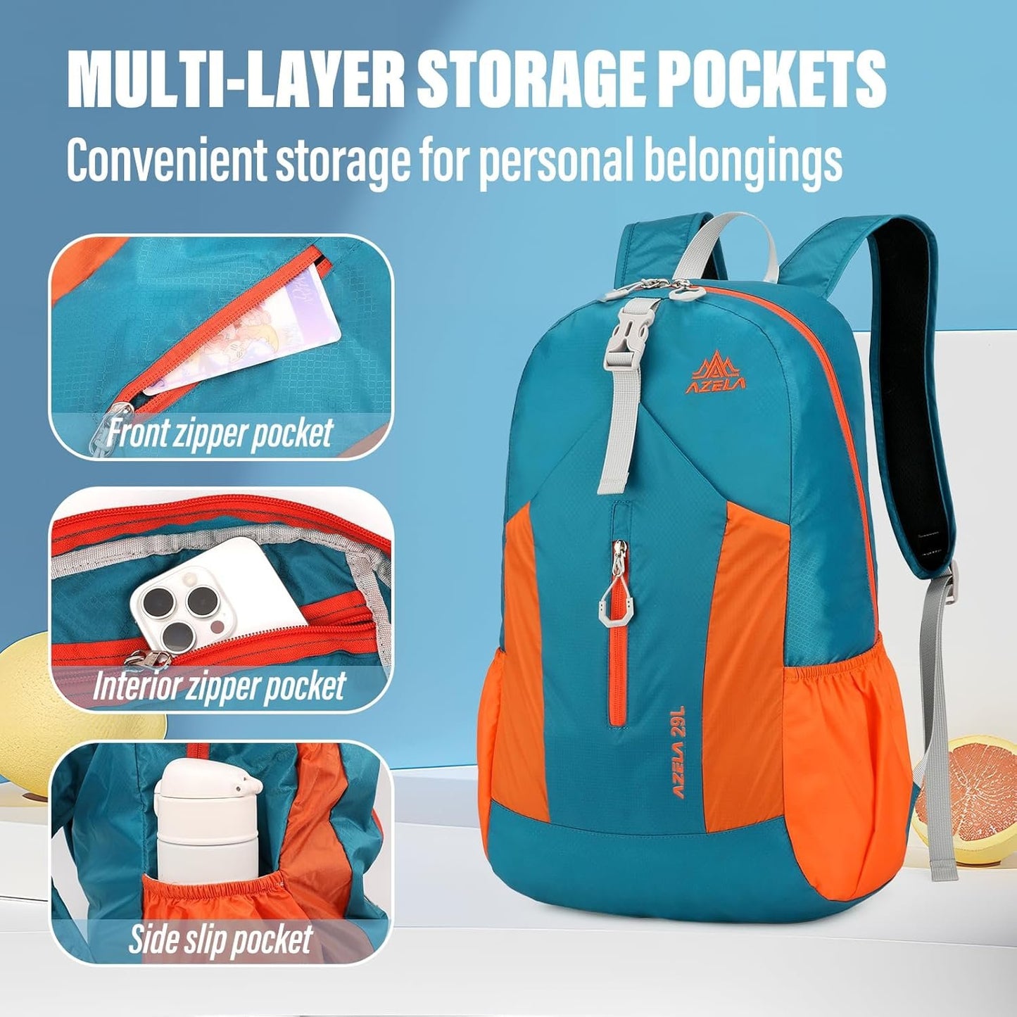 Viiotu Foldable Backpack 29L - Lightweight Water Resistant Hiking Daypack with Expandable Storage for Travel & Outdoor Activities