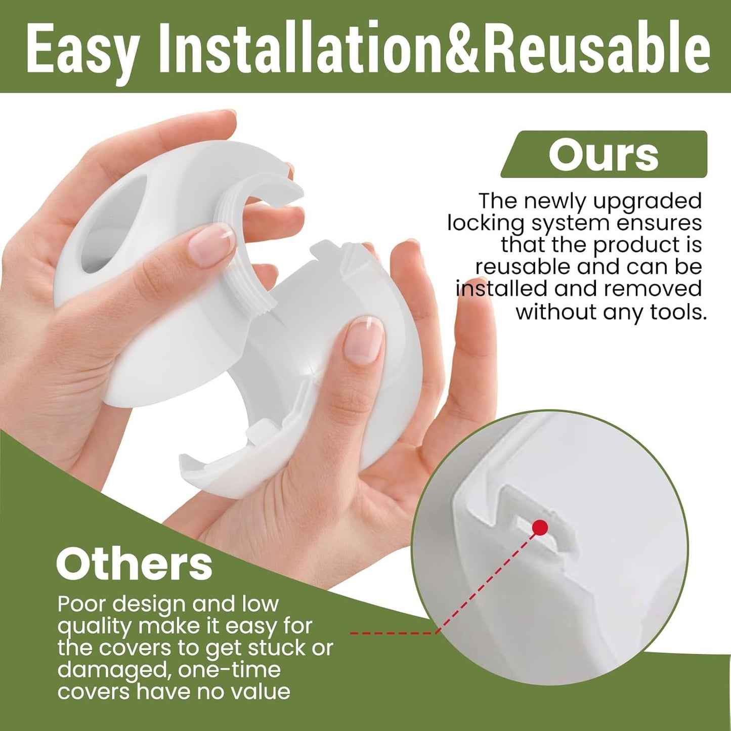 GCRQ Child Safety Door Knob Covers 4 Pack Reusable Baby Proof Door Knob Locks Baby Proof Door Handle Protector for Kids Universal Fit Easy Grip Lockable Design No Tools Needed