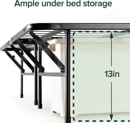 Zinus Smartbase King Bed Base Frame Foldable Premium Metal Heavy Duty Steel - Folding Bed Platform Mattress Foundation with Under Bed Storage