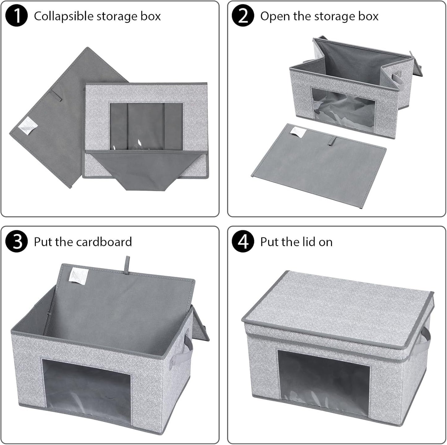 Univivi 4PC Fabric Storage Bins with Lids 14 inch Collapsible Storage Bins Stackable Organization Baskets for Home,Closet