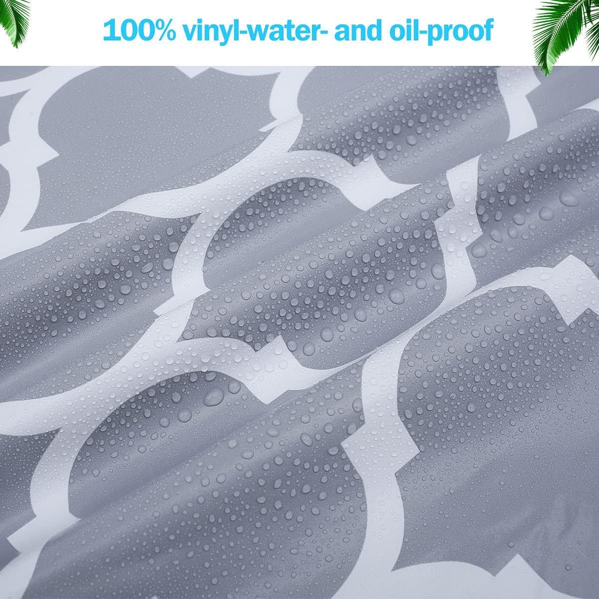 HSHGZSR Waterproof Round Tablecloth Elastic Edged Fitted Table Cover Wipeable Oil Proof Table Cloth for Kitchen Dining Room Tabletop (Grey, 43.3-55.1 Inch in Diameter)