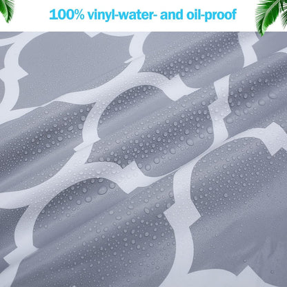 HSHGZSR Waterproof Round Tablecloth Elastic Edged Fitted Table Cover Wipeable Oil Proof Table Cloth for Kitchen Dining Room Tabletop (Grey, 43.3-55.1 Inch in Diameter)