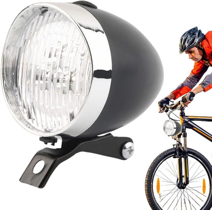 Bike Headlight, Retro Floodlight, 9x7x7cm/3.54x2.76x2.76 Inch Waterproof 3 with High-Lumen Visibility, Rechargeable Lighting Gear, Black Single Unit for Urban Commuting