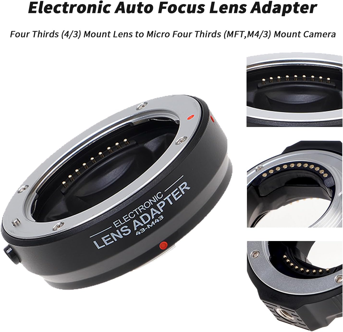 Hersmay Pro Autofocus 4/3-M4/3 Lens Adapter 4/3 43 to M4/3 MFT Mount Camera for Olympus E-M5 E-M10 III for PANAS0NIC G9 II G95 G10 G100V G100K GX1 GX7 GX9 GH6 BMPCC MMF3 MMF2
