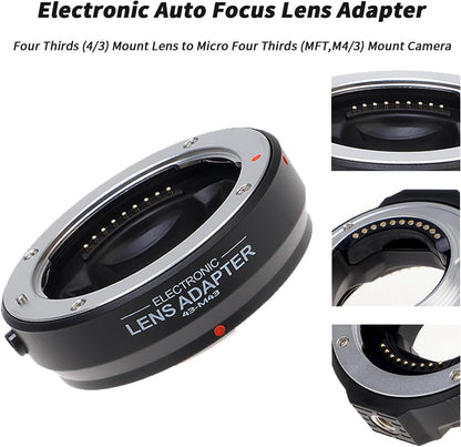 Hersmay Pro Autofocus 4/3-M4/3 Lens Adapter 4/3 43 to M4/3 MFT Mount Camera for Olympus E-M5 E-M10 III for PANAS0NIC G9 II G95 G10 G100V G100K GX1 GX7 GX9 GH6 BMPCC MMF3 MMF2