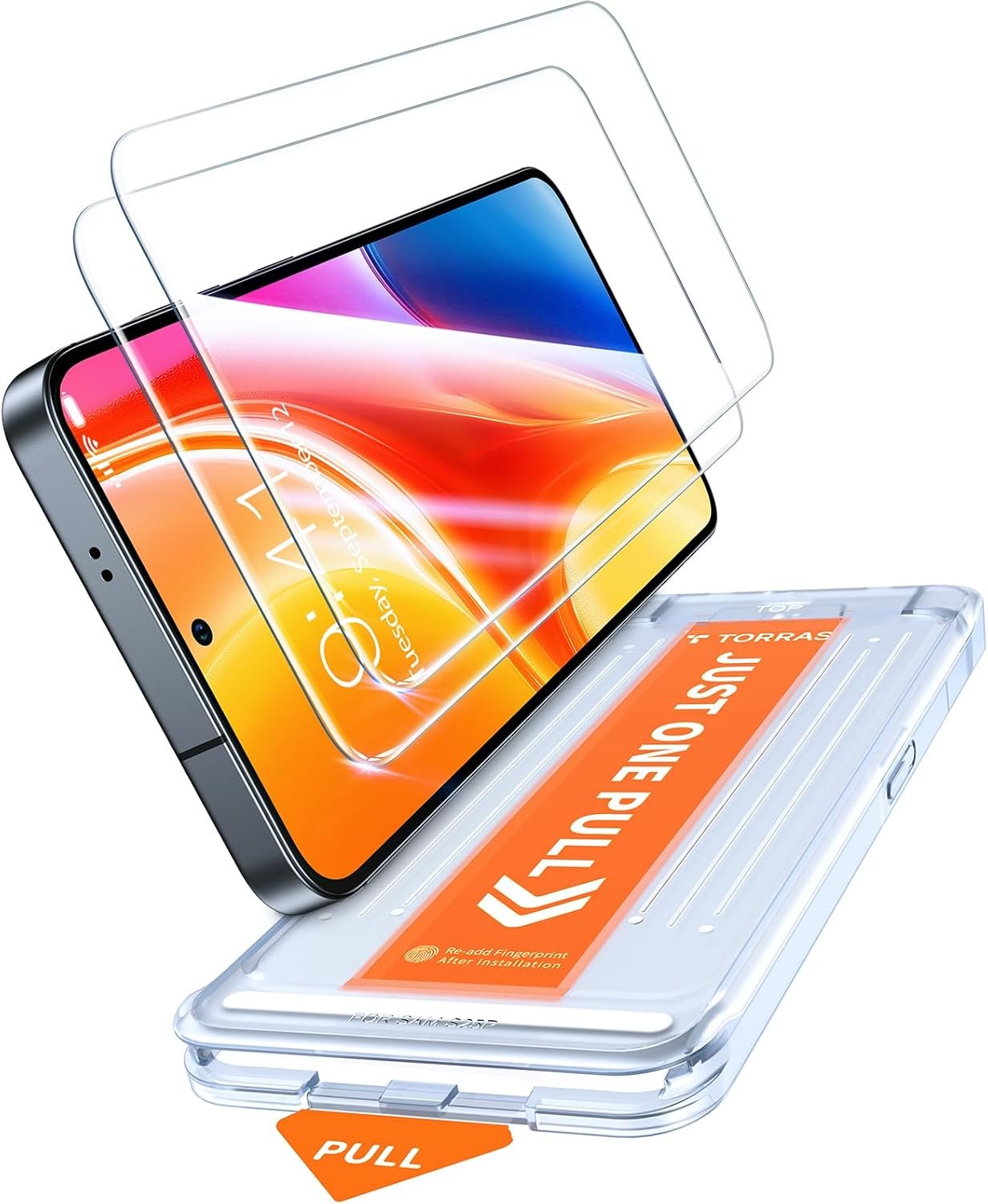 TORRAS 12FT Military-Grade Shatterproof for Samsung Galaxy S25 Screen Protector [9H+ Aerospace Tempered Glass＆ One-Pull Installation] Full Coverage Fit Bubble Free 6.2″ GlassGo X