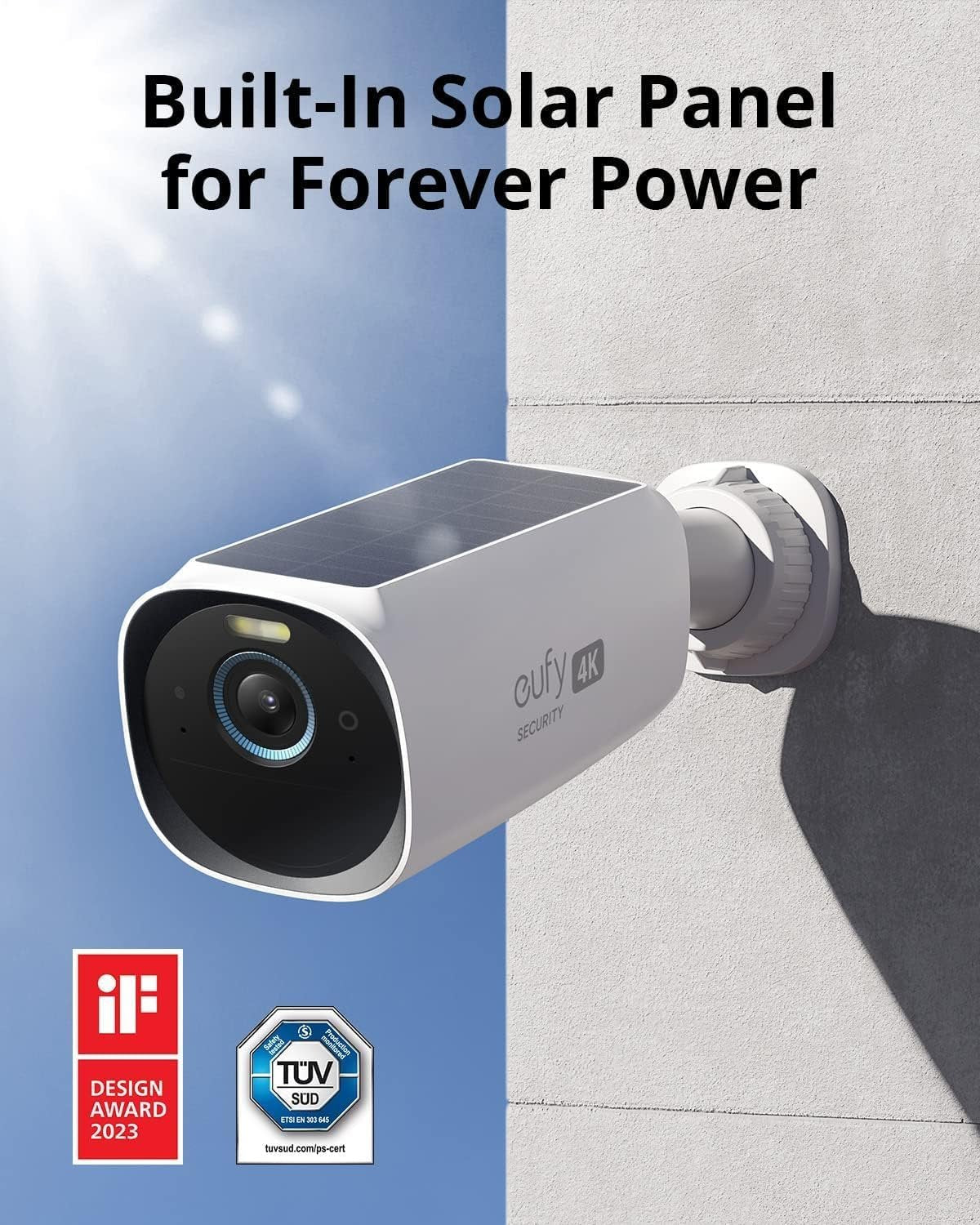 eufy Security eufyCam S330 4-Cam Bundle, Security Camera Outdoor Wireless, 4K Camera with Solar Panel, Forever Power, Face Recognition AI, Expandable Local Storage, No Monthly Fee