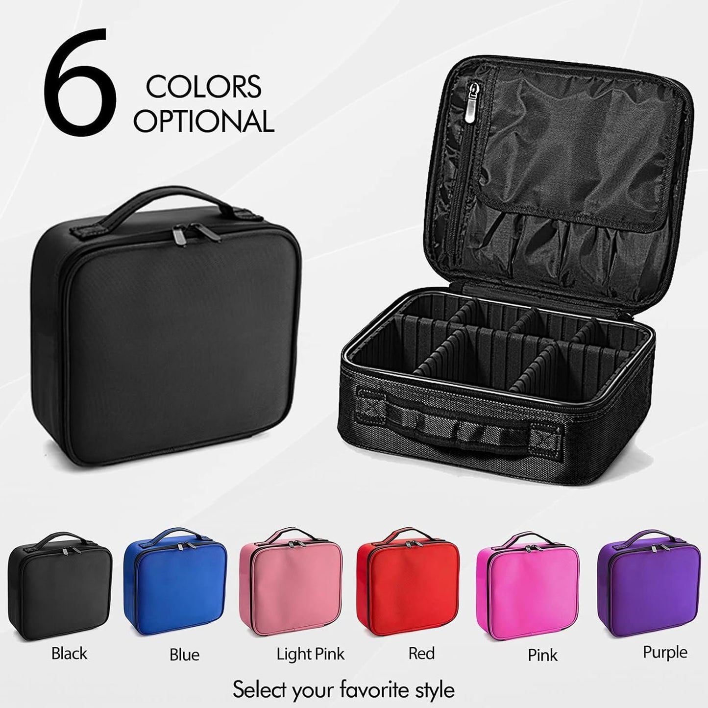 GreenLife® Professional Makeup Train Cosmetic case Makeup Bag Travel Organizer Make up Artist Master Waterproof Case Portable Storage with Adjustable Dividers Accessories Tools Brushes Pouch (Black)