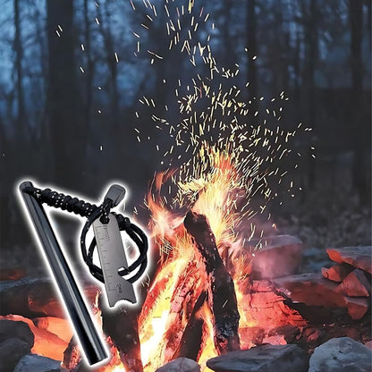 Ferrocerium Flint Rod 15cm x 1.3cm Survival Fire Starter with Striker para-Cord - Essential Survival Tool for Outdoor Adventures