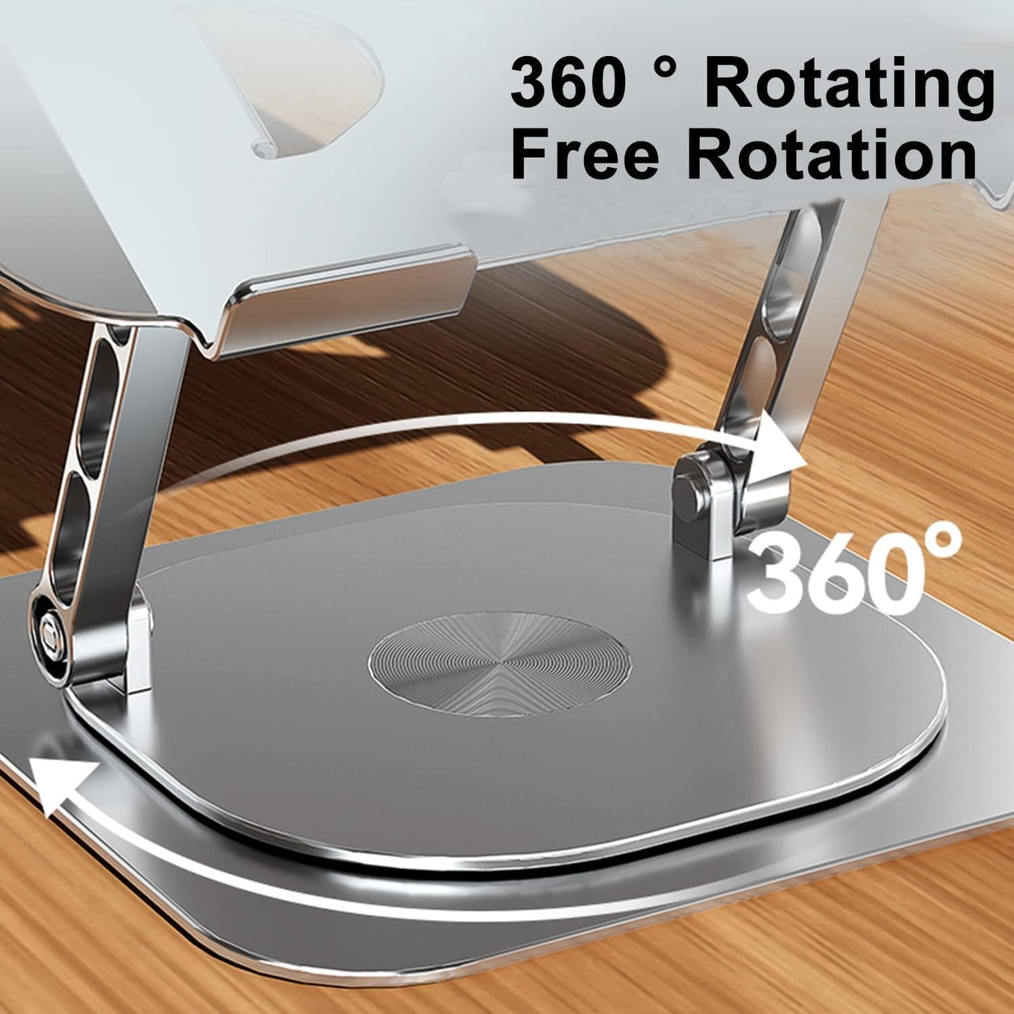 KEROLFFU Laptop Stand Fan With 360 Rotating Base, Adjustable Height Up to 10", Ergonomic Aluminum Riser Holder for 10-17 Inch Laptops/All MacBook Air