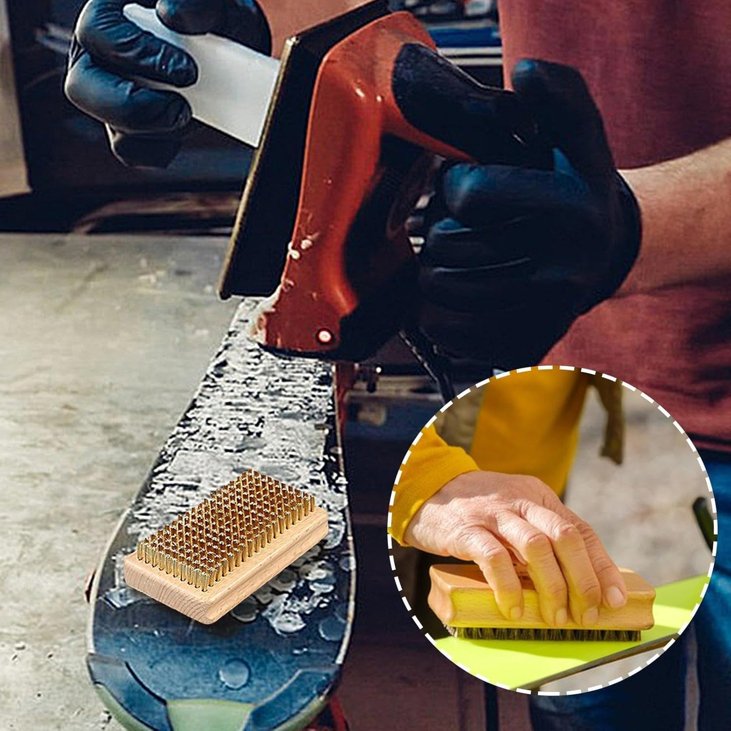 Sci Wax Brush, Hand-Operated Sci Cleaning Kit, Snowboards Wax Scraper Tools, 4,72 x 2,76 x 1,18 pollici Polishing & Sanding for Men and Women, Essential Snowboard Waxing Tool