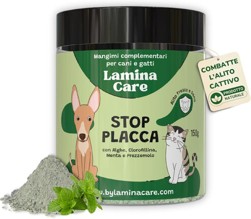 Lamina Care - Natural Supplement for Cleaning Teeth for Dogs and Cats with Kelp Algae to Improve Bad Dog Breath, Powder Dissolves Tartar Dog of Pleasant Taste, Alternative to Toothbrush for Dogs