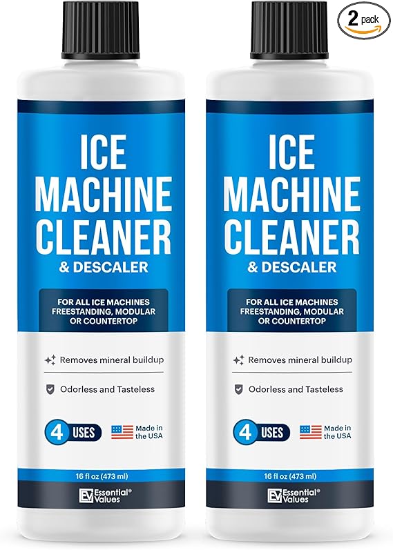 Essential Values 2-Pack Ice Machine Cleaner and Descaler 16 fl oz, Nickel Safe Descaler | Ice Maker Cleaner Compatible with All Major Brands (Scotsman, KitchenAid, Affresh)