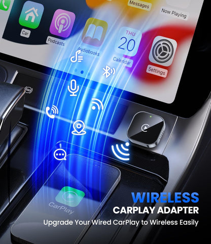 Teeran Wireless CarPlay Adapter 2025 Upgrade Wired CarPlay to Wireless, Mini USB Design for Cars with Built-in Wired Apple CarPlay Seamless Use Fast Stable Connection Car Play Dongle for iPhone