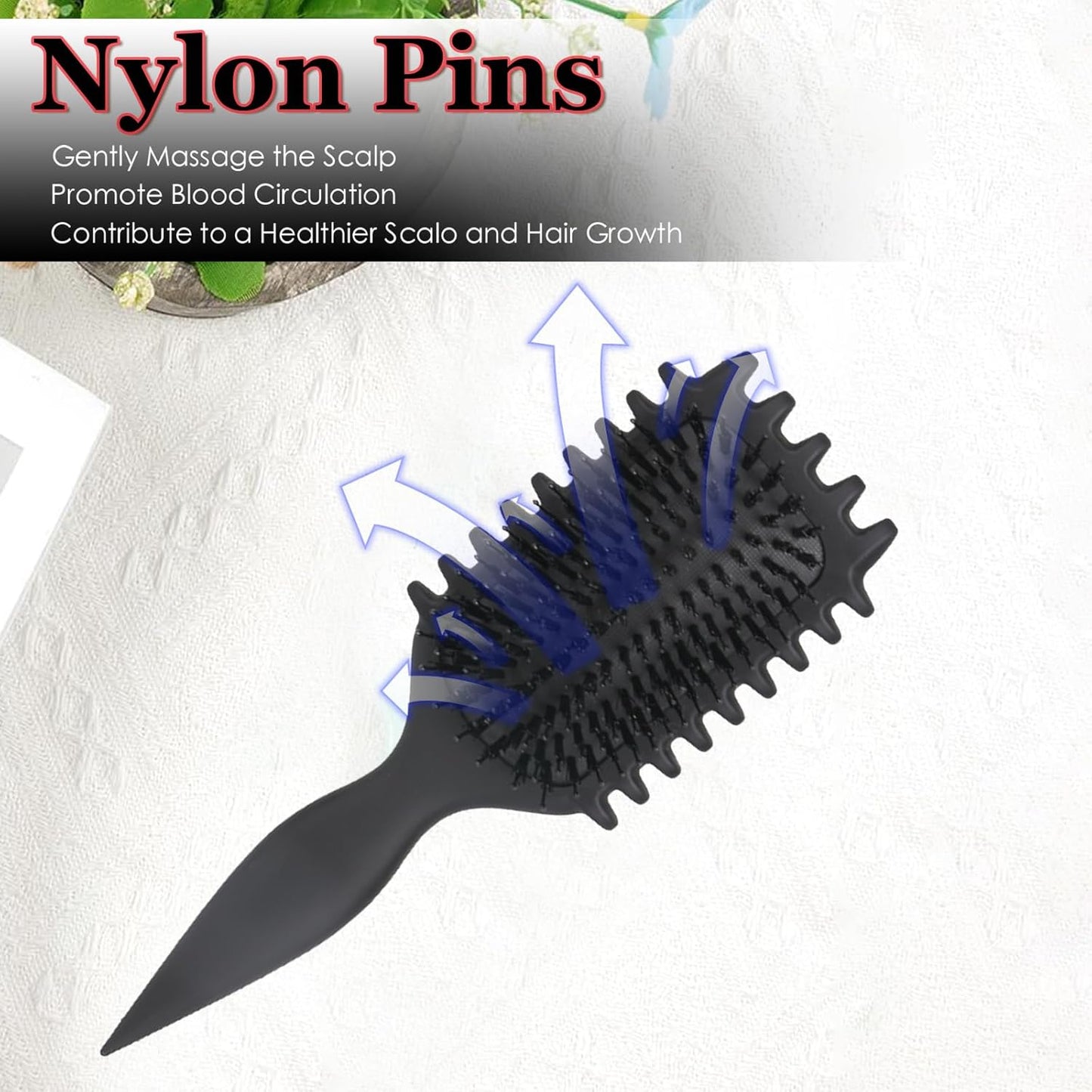 Black Detangling Brush for Curly Hair - Styling Brush for Curly, Wavy, Thick & Frizzy Hair - Gentle on Scalp, Reduces Breakage & Frizz - Perfect for Men, Women