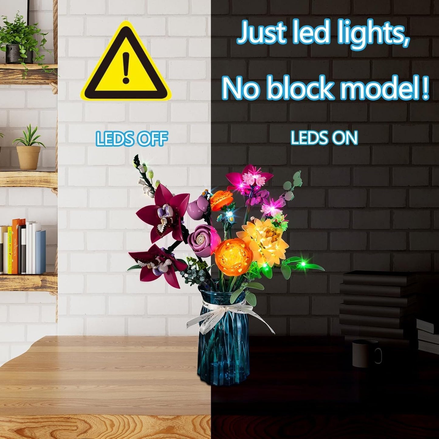 BrickSoul Led Light Kit for Leg0 10342 Botanicals Pretty Pink Flower Bouquet Building Set