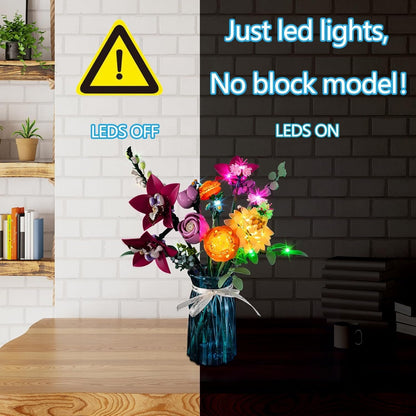 BrickSoul Led Light Kit for Leg0 10342 Botanicals Pretty Pink Flower Bouquet Building Set