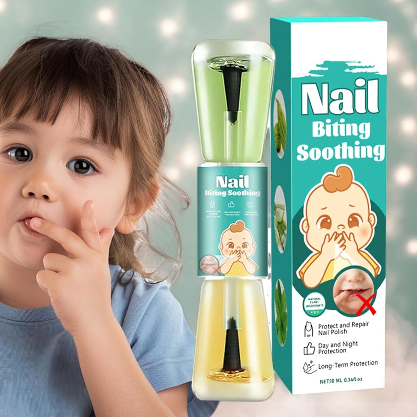 Nail Biting Polish, Natural Stopper for Kids, Thumb Sucking Deterring Formula, 10ml Effective & Safe Solution for Toddler Children, Fingernail Care Manicure Tools