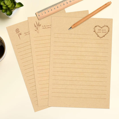 KSIWRE 72 PCS Vintage Stationery Set,24 Stationery Writing Papers with 12 Matching Envelopes,Old Looking Stationary Kit for Writing Letters and Invitations