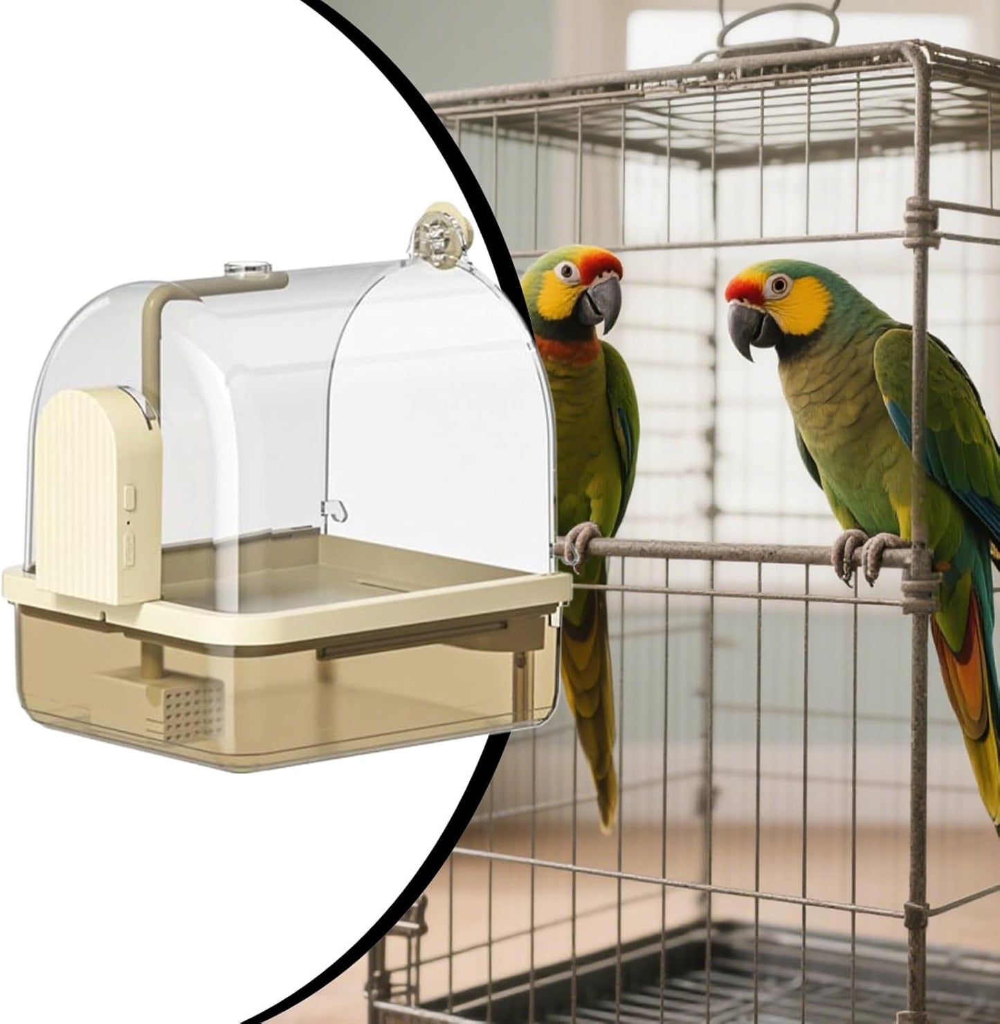 Cockatiel Bird Bath, Birds Cage Bath with Automatic Chew-Proof Tub and Perch, 8.86x7.87x10.24 inches 2-Mode Aviary Bathtub for Indoor Use Breeding Travel Show