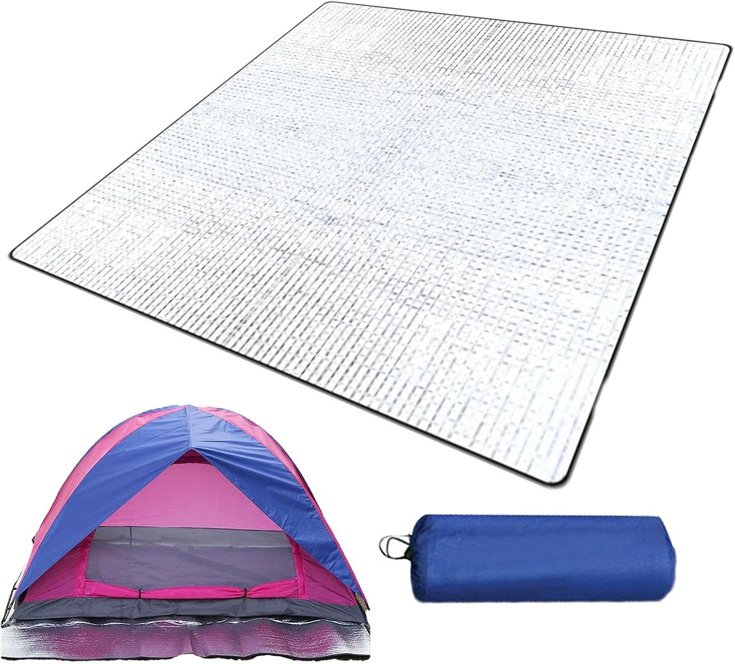 Camp Groundsheet - Reflective Foil Sleeping Pad, Foam Insulated Blanket | Heat Retaining Camping Mat, Hammock Rain Tent, Waterproof Tent Liner for Outdoors, Beach, Travel, Picnic