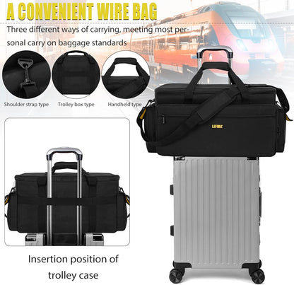 Large DJ Cable File Gig Bag DJ Equipment Organizer Bag with Detachable Dividers and Padded Bottom,Travel Music Bag for Professional DJ Gear,Sound Equipment, Musical Instrument and Accessories