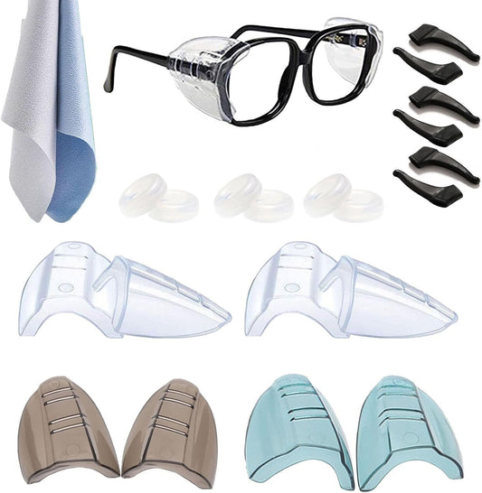 Safety Glasses Side Shields,Eye Protection Flexible Anti Slip on Clear Side Shield,Fits Most Glasses Eyeglasses Frames