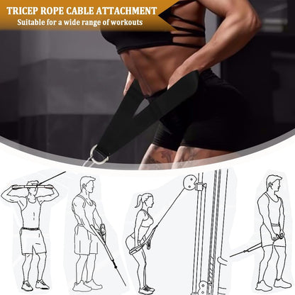Favuit Tricep Rope Cable Attachment, Ergonomic Triceps Pull Down Rope Easy to Grip & Non Slip Triceps Extension Straps Pulley System LAT Pulldown Cable Machine Equipment for Fitness Workout Home Gym