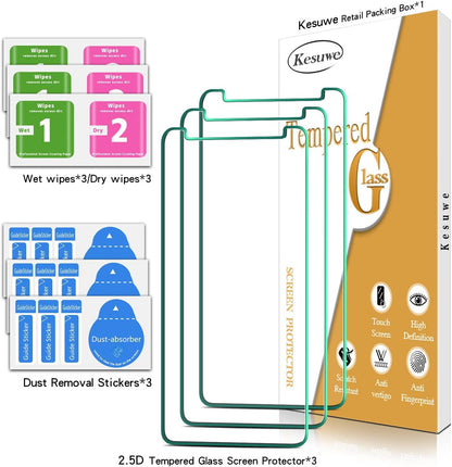 [3-Pack] Kesuwe Screen Protector For Samsung Galaxy A8 2018, A530 Tempered Glass, 9H Hardness, Anti-Scratch, Case Friendly, Easy to Install