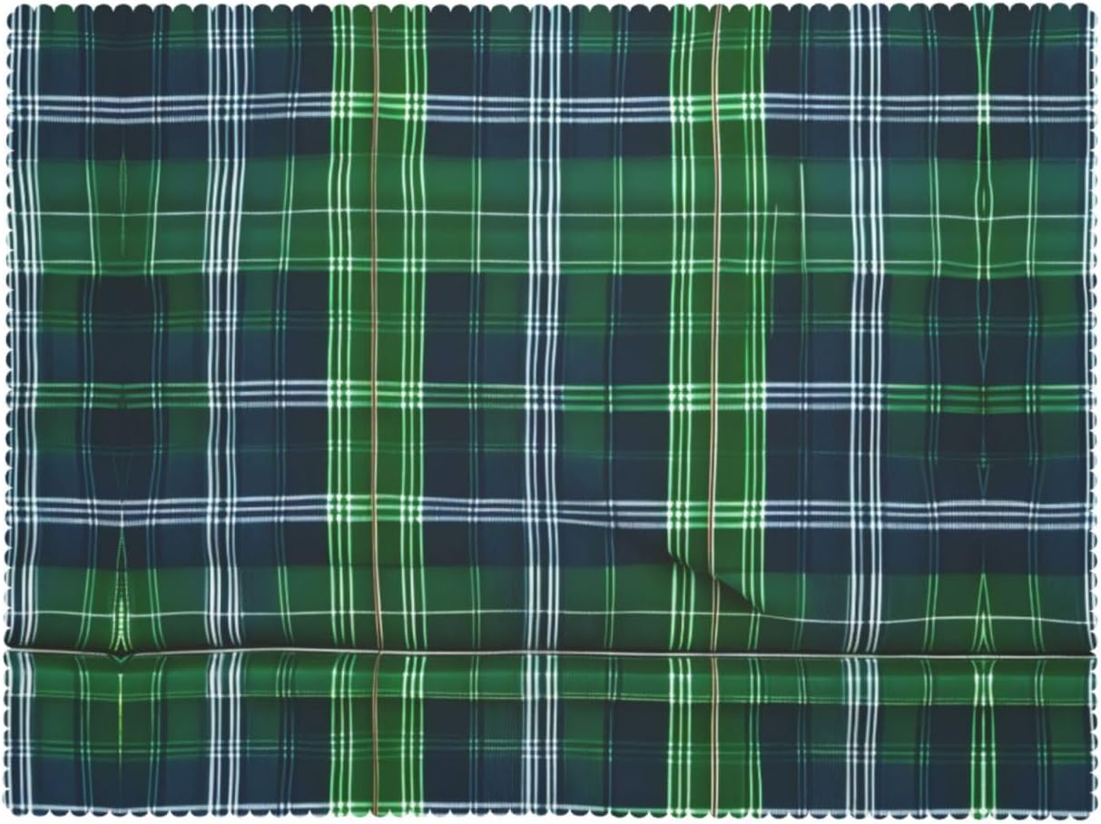 JEJEA Blue Scottish Tartan print Rectangle Tablecloth Waterproof Wrinkle Free Table Cloth For Kitchen Dining Tabletop