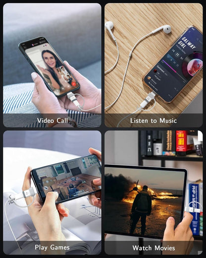 MoKo Lightning to USB C Adapter Audio Support Line Control, Lightning to USB C Adapter for Headphones for iPhone 16/15 Pro Max Plus, iPad Air/Pro/Mini, Not for Charging/Data Transfer, White