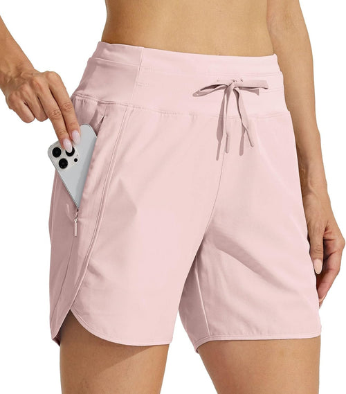 Willit Women's 5" Athletic Running Shorts Quick Dry Workout Hiking High Waisted Shorts Active Gym Exercise Zipper Pocket