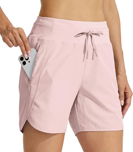 Willit Women's 5" Athletic Running Shorts Quick Dry Workout Hiking High Waisted Shorts Active Gym Exercise Zipper Pocket