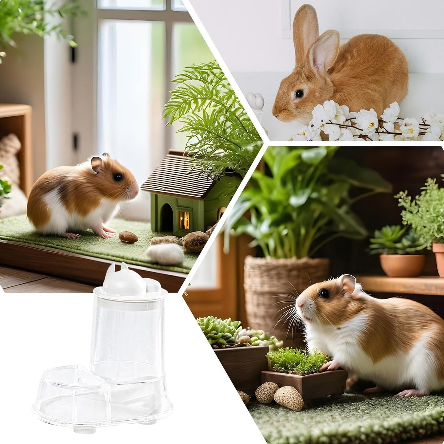 Automatic Hamster Feeder | Small Animal Feeding & Watering Supplies | Large Capacity Water Bottle Bracket for Treats Rabbits Nesting Training Indoor
