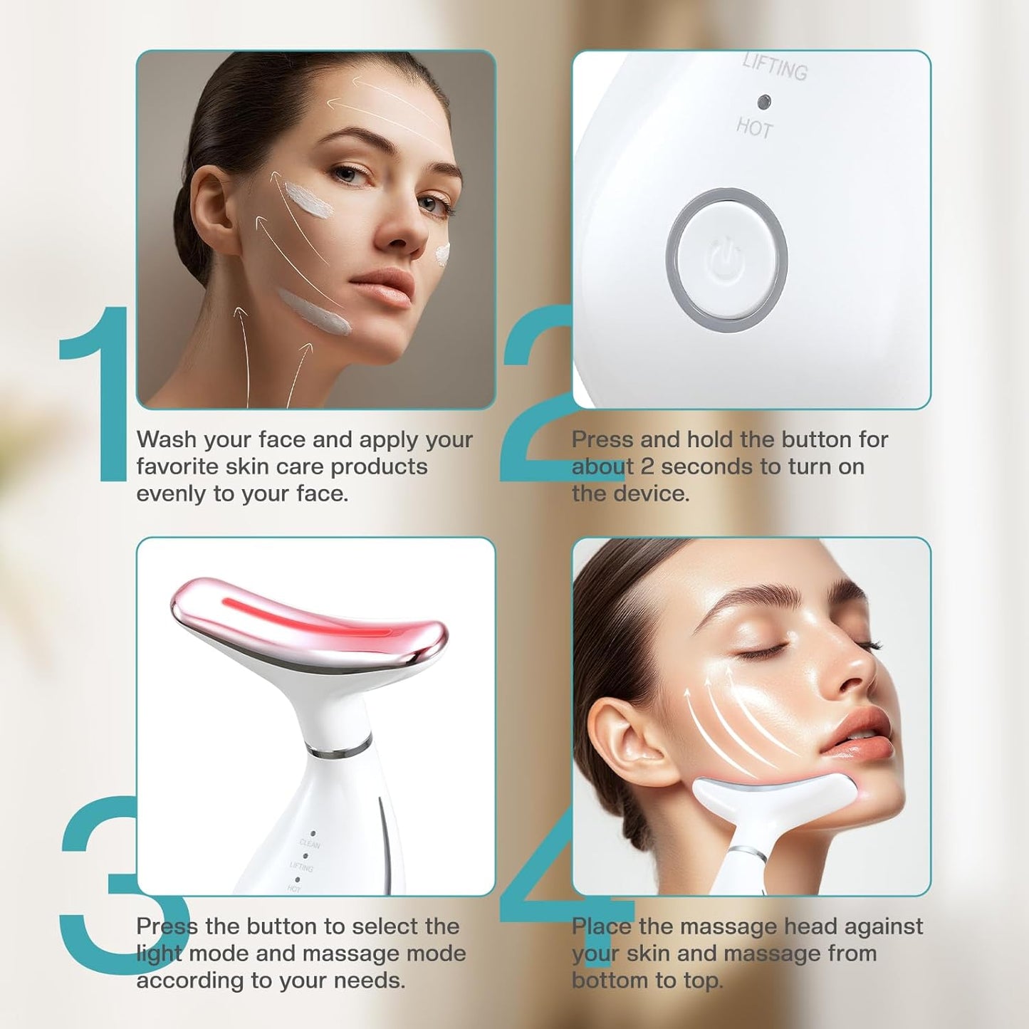 Airelax Face Massager Red Light Therapy Face Sculpting Tool, Facial Massager for Skin Care Face Lifting Device for Face and Neck, at-Home Face Massage Tool with 3 Modes & 3 Lights