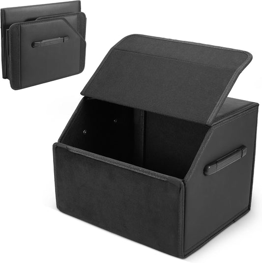 TranRantic Car Trunk Organizer, 38x31x30cm Collapsible Waterproof Trunk Storage Box with Cover & Handles - Durable Car Storage Organizers for SUV Jeep/Sedan