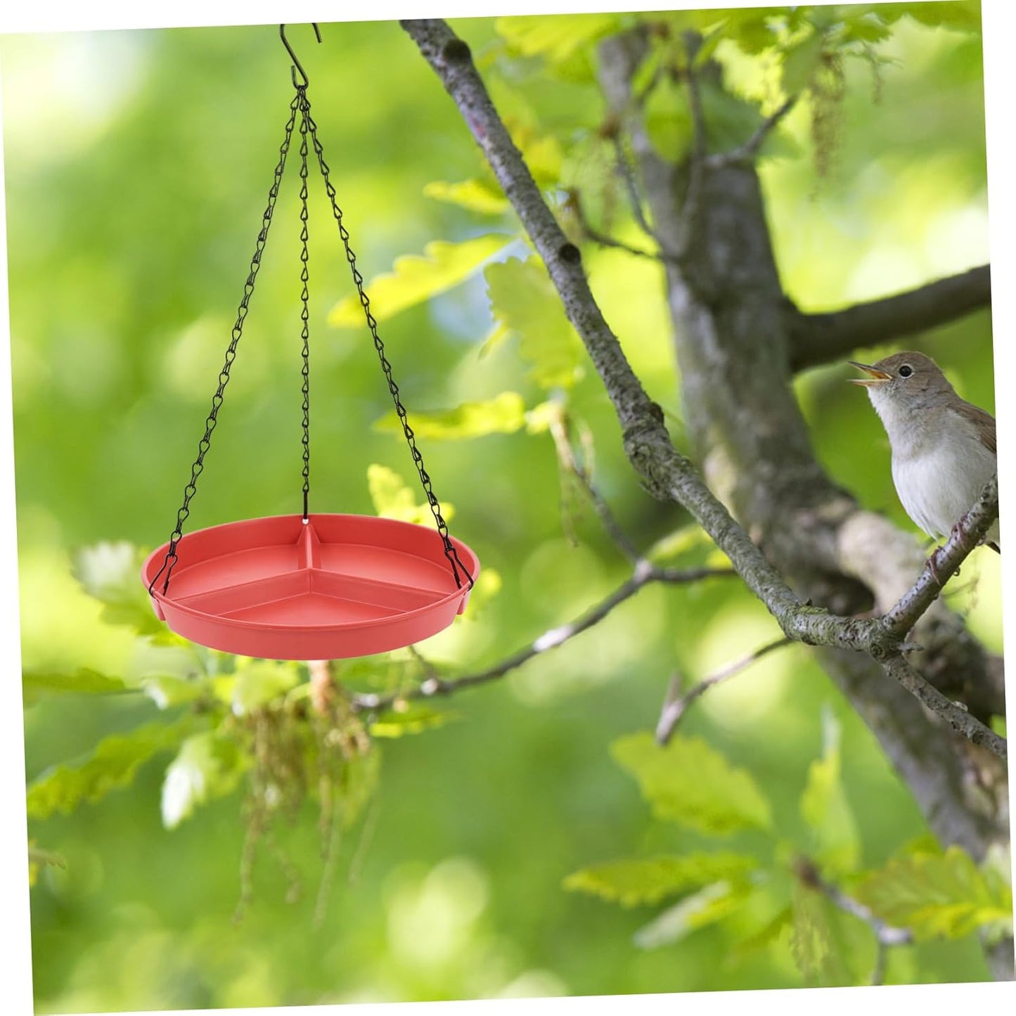 Bird Hanging Feeder with Bath Basin Multi Function Outdoor Bird Feeder Compartmentalized Design for Feeding and Watering Needs Easy to Clean and Durable