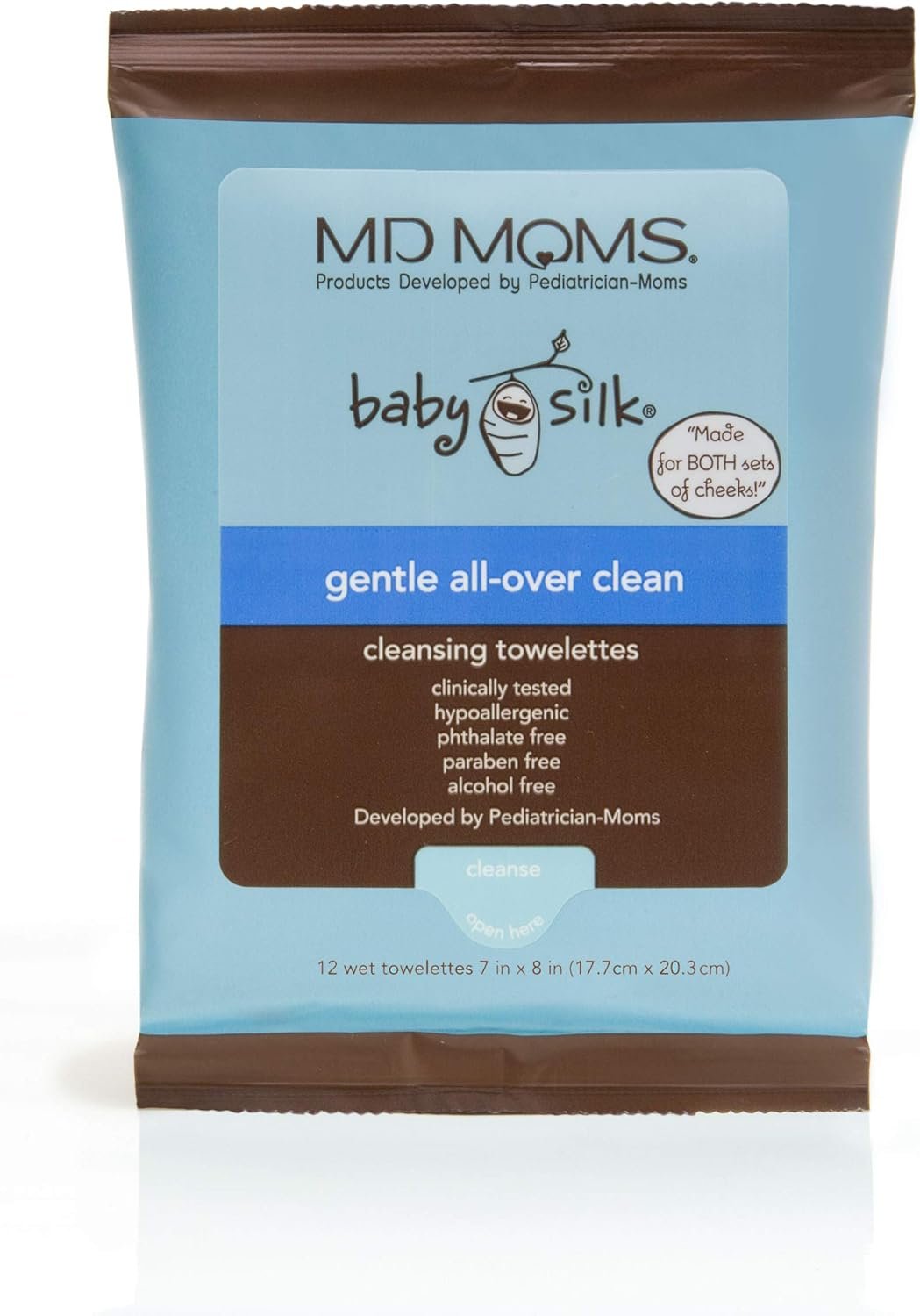 Baby Wipes by MD Moms â€“ Eczema Approved Hypoallergenic Cleansing Towelettes for Sensitive Skin (12 ct Travel Pouch)