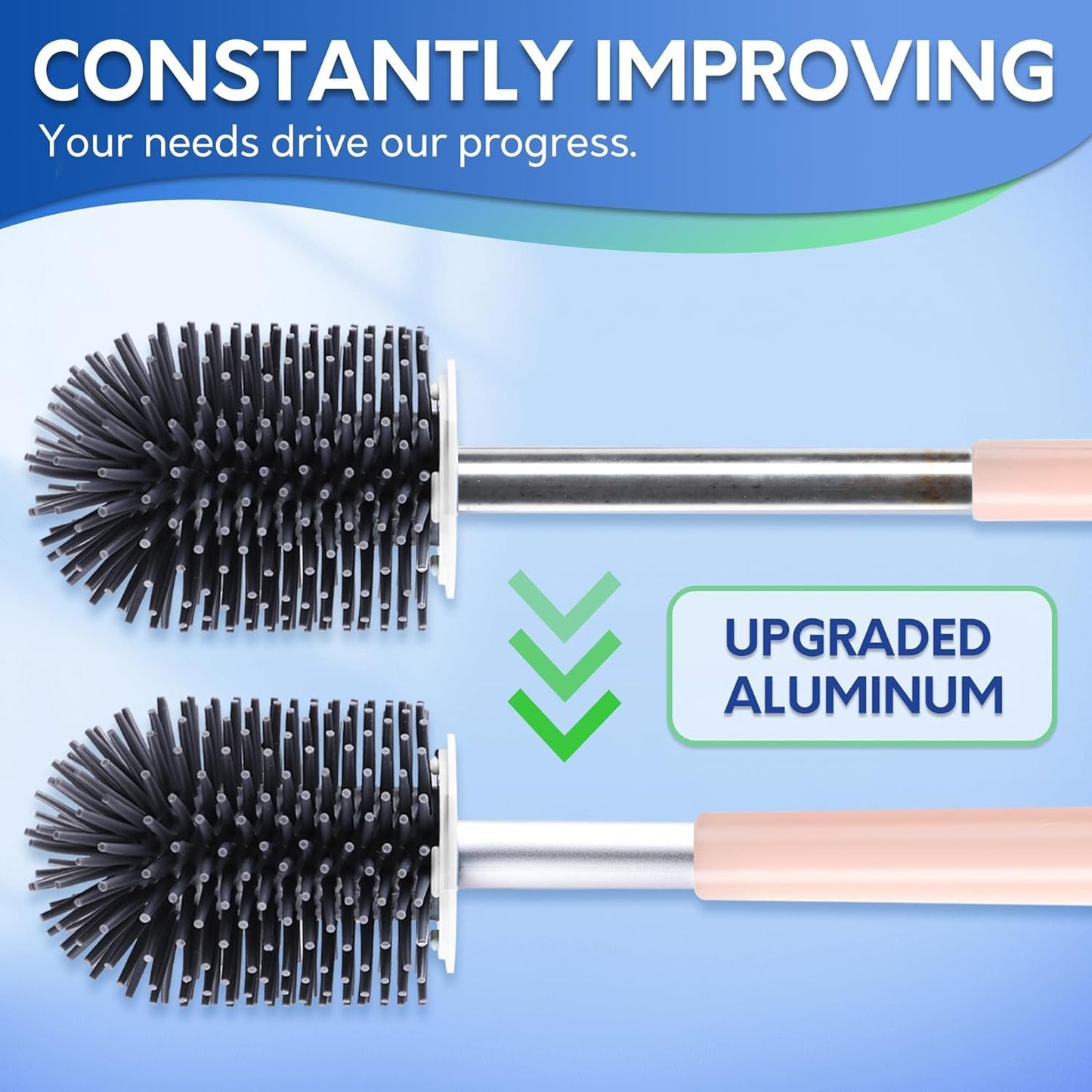 BOOMJOY Toilet Brush and Holder Set, Silicone Toilet Bowl Cleaner Brush, Toilet Scrubber Brush with Tweezers for Bathroom Cleaning, RV Accessories and House Organization Must-Haves - Pink