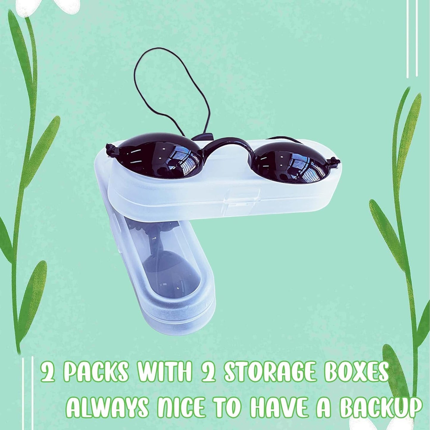 Protective Goggles for Red Light Therapy Pack of 2, Safety Glasses for Tanning Use, Eye Protection for Light Therapy without Blocking Light, Safe Transparent See-Through Material, Storage Box Included