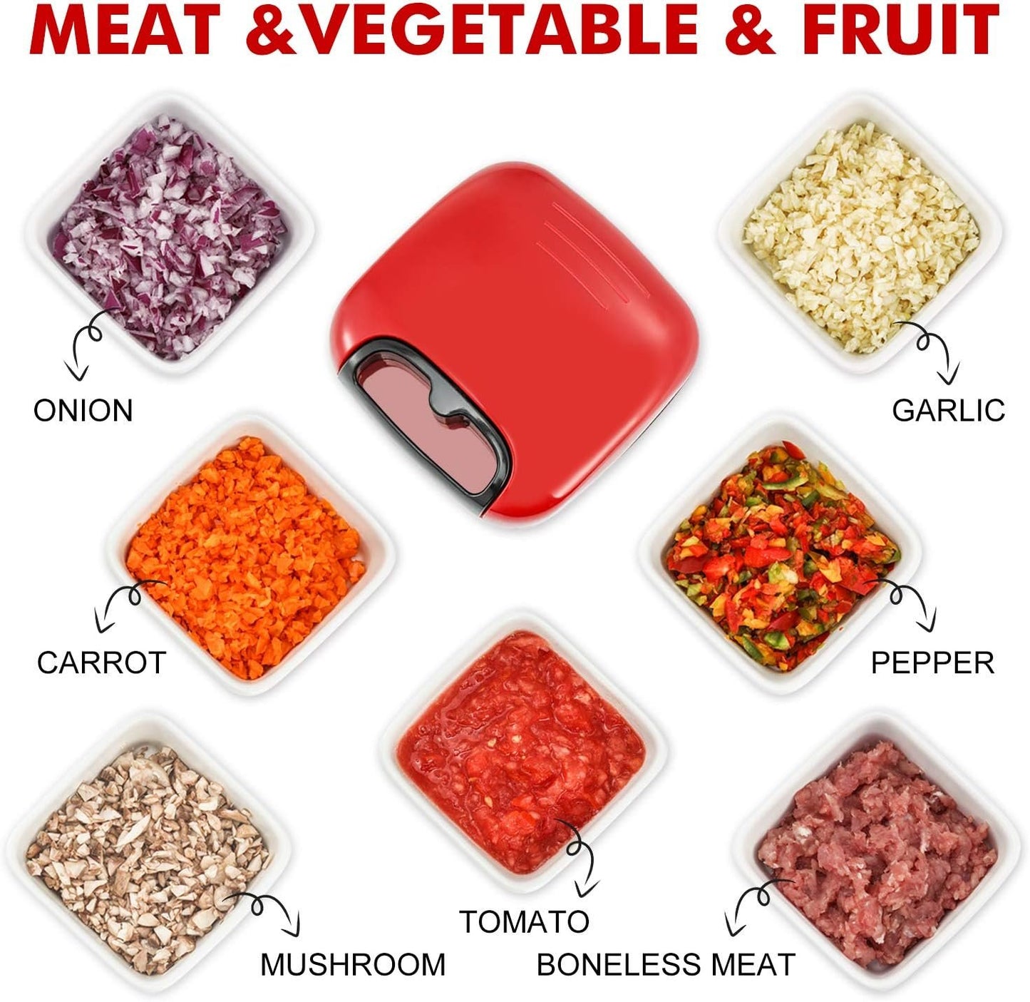 Geedel Manual Pull Vegetable Chopper, Hand Food Chopper Dicer for Kitchen, Easy Cleaning Garlic Onion Chopper for Vegetables, Fruits (500 ML)