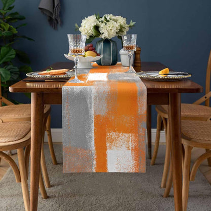 Burnt Orange Table Runner 70 Inch Long Fall Orange and Gray Modern Dinner Runners Farmhouse Dresser Scarf Grey Abstract Art Non-Slip Runners for Dining Table Holiday Parties Banquet