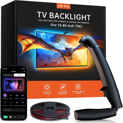 FFJ TV Lights That Change with TV, 18ft Cuttable TV LED Backlight for 75-85 Inch Screen and PC Monitor, TV Backlight with Sensor, Smart App Control, Game & Music Sync Color Changing Light