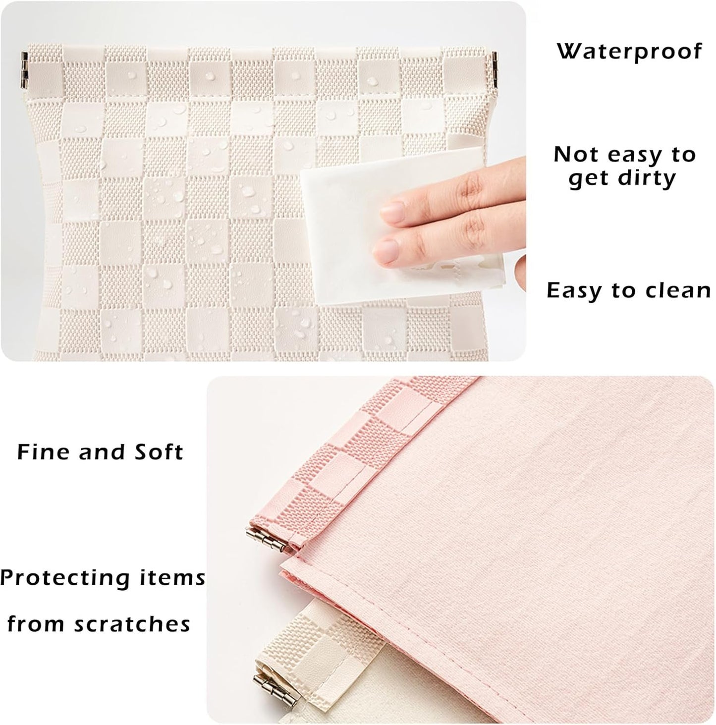 HIGH FIT Leather Pocket Cosmetic Bag for Purse,Coin Purse Lipstick Cosmetic Accessories Organizer, Travel Kit Storage Pouch (White)