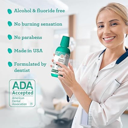 GuruNanda Fresh Breath Mouthwash, ADA-Accepted, Alcohol & Fluoride-Free, Sodium Chlorite, Essential Oils & Vitamins, 12-Hrs Fresh Breath, Wild Mint, 16 oz - 2 Pack