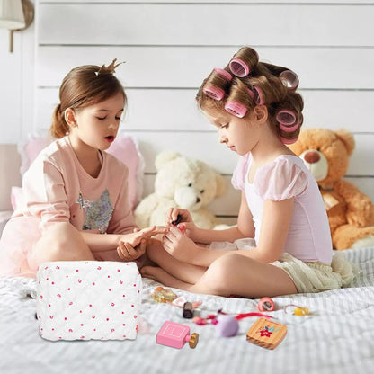 Wood Beauty Hair Salon & Makeup, Pretend Play Dress-Up Kit, Safe Educational Makeup and Hair Toy Set for Boys and Girls, Child-Friendly Design, Crafted from Smooth, Harmless Materials